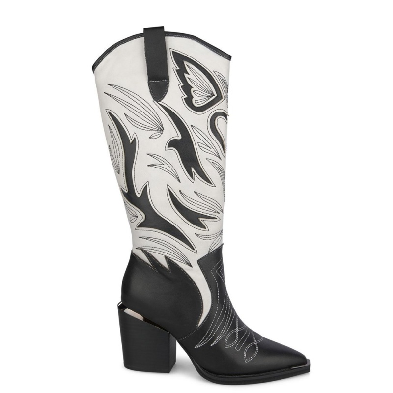 Bottes à Talons Alma En Pena Cowboy Boots With Embroidery Bleu Marine Femme | JZW-26145018